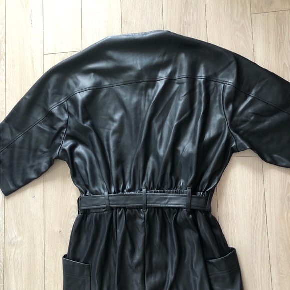 Mango MNG Play Suit Leather Tie Waist Jumpsuit in Black size L - Picture 9 of 16